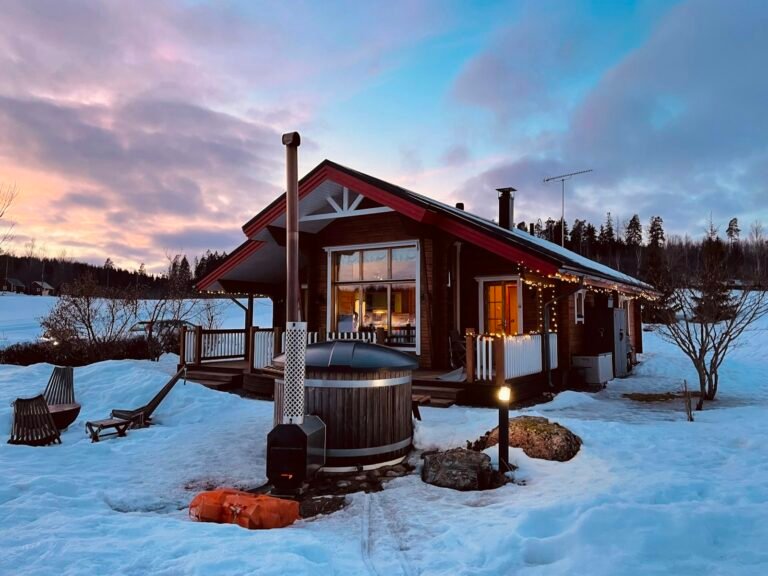 Cabin with wood fired hot tub showing hot tub hire cost in Ireland