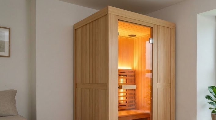 One person infrared sauna in a bedroom